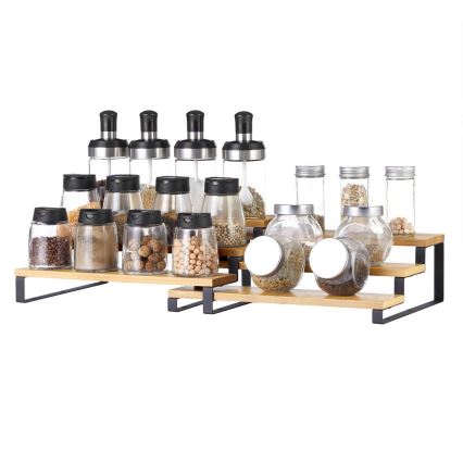 Conjunto com 2 suportes para especiarias MARGE, preto/castanho