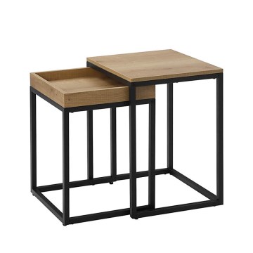 Conjunto de 2 mesas de apoio ELDUR castanho/preto