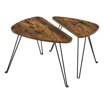 Conjunto de 2 mesas de apoio ELDUR em castanho/preto