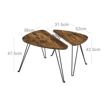 Conjunto de 2 mesas de apoio ELDUR em castanho/preto