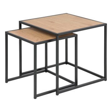 Conjunto de 2 mesas de centro SARON carvalho/preto