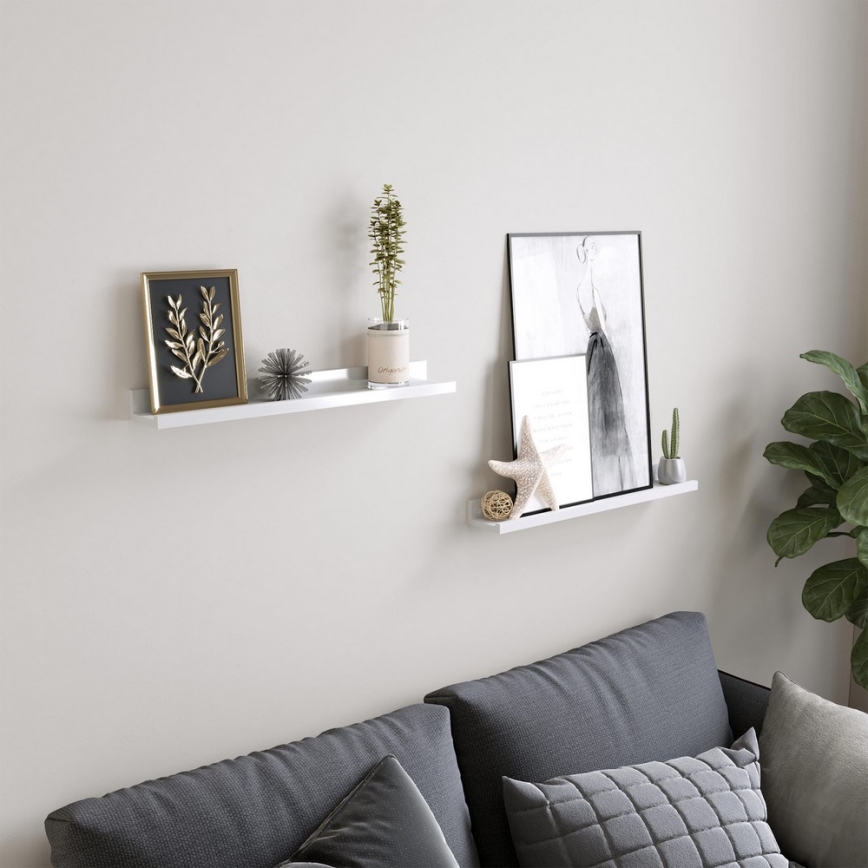 Conjunto de 2 prateleiras de parede SHELFY brancas