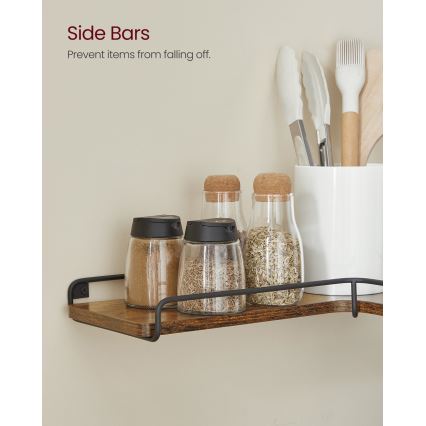 Conjunto de 2 prateleiras de parede SHELFY castanho/preto