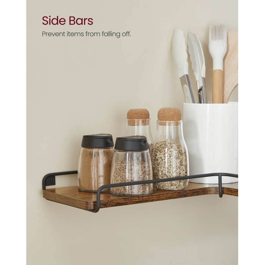Conjunto de 2 prateleiras de parede SHELFY castanho/preto