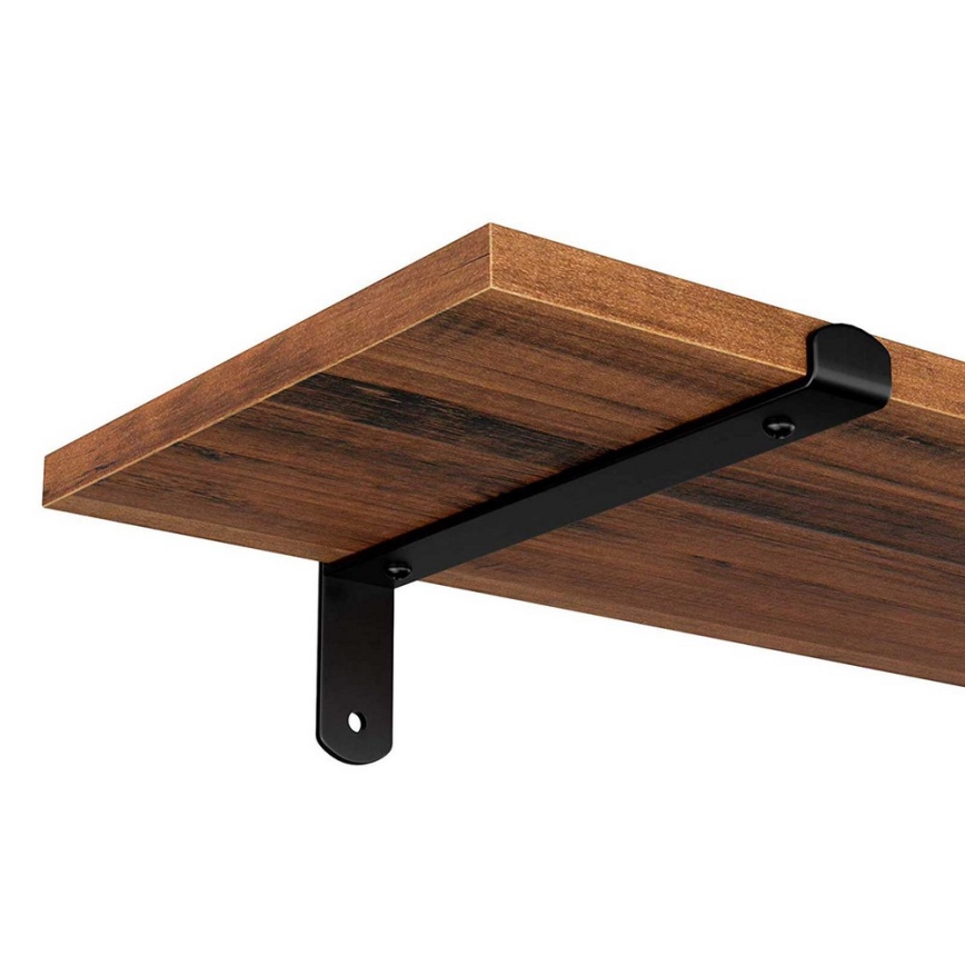 Conjunto de 2 prateleiras de parede SHELFY castanho/preto