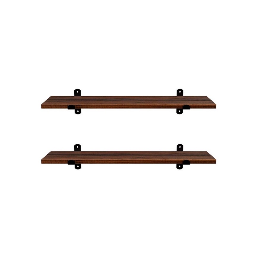 Conjunto de 2 prateleiras de parede SHELFY castanho/preto