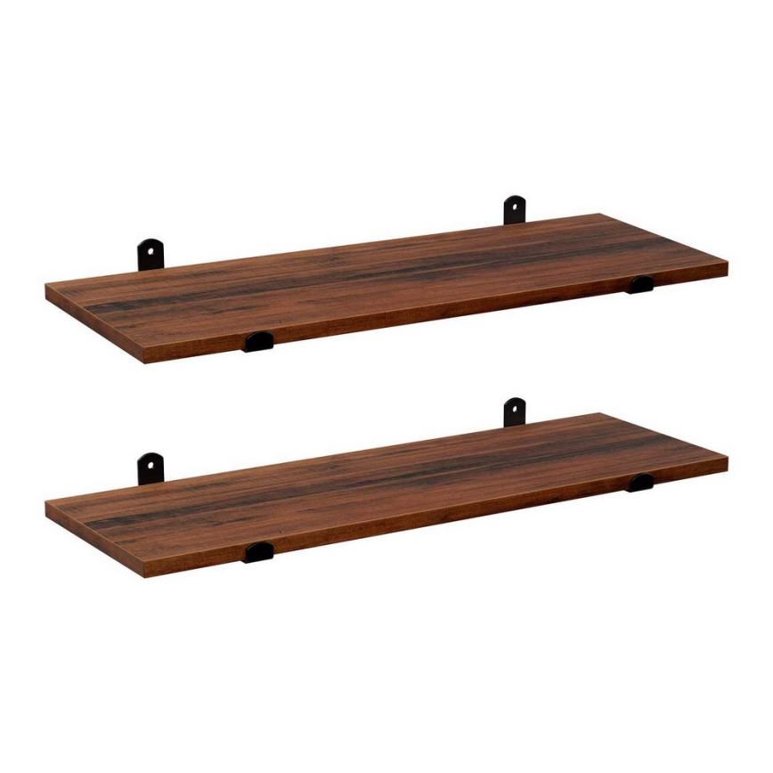 Conjunto de 2 prateleiras de parede SHELFY castanho/preto
