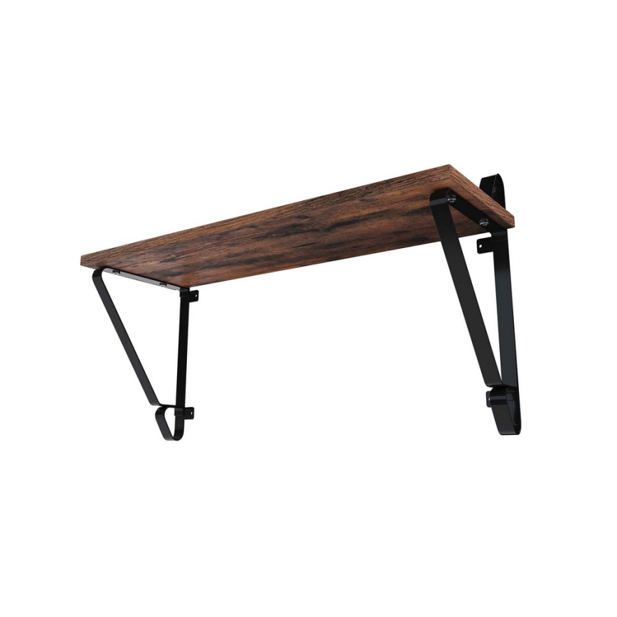 Conjunto de 2 prateleiras de parede SHELFY castanho/preto