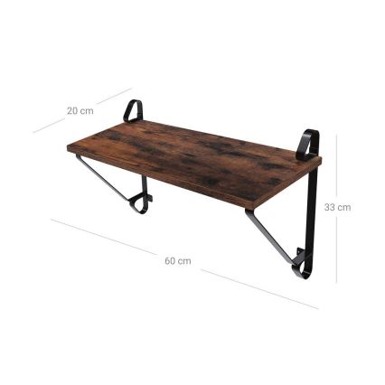 Conjunto de 2 prateleiras de parede SHELFY castanho/preto
