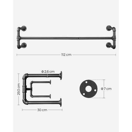 Conjunto de 2 suportes de parede para cabides LINEA, preto