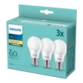 CONJUNTO de 3 lâmpadas LED Philips A60 E27/8W/230V 2700K