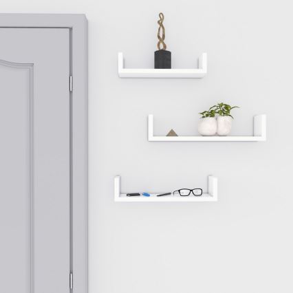 Conjunto de 3 prateleiras de parede SHELFY, brancas