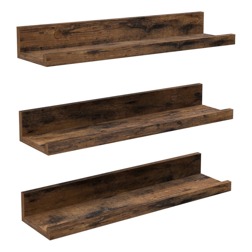 Conjunto de 3 prateleiras de parede SHELFY, castanhas