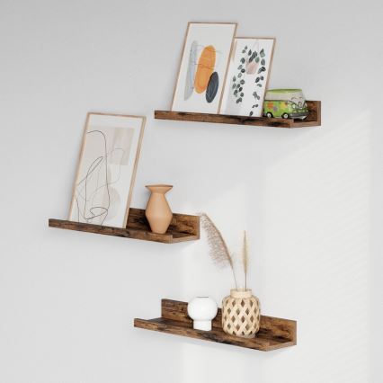 Conjunto de 3 prateleiras de parede SHELFY, castanhas