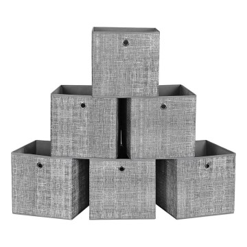 Conjunto de 6 caixas de arrumação CURAN, cinzento