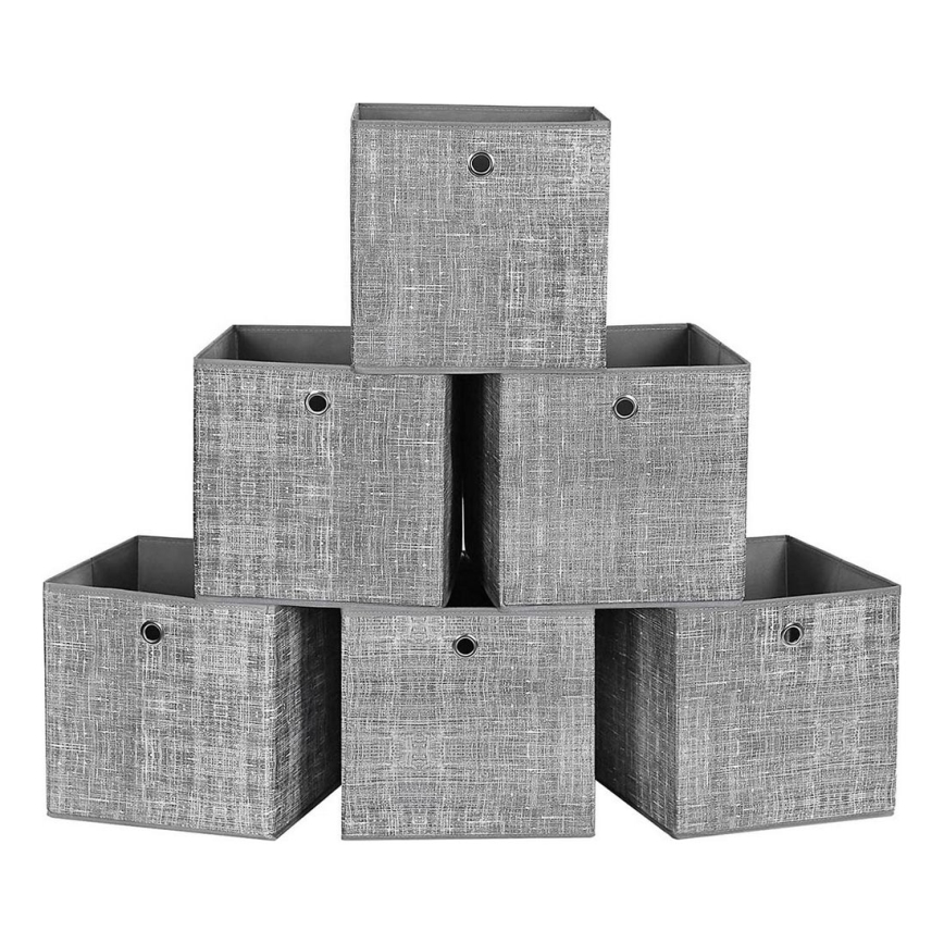 Conjunto de 6 caixas de arrumação CURAN, cinzento