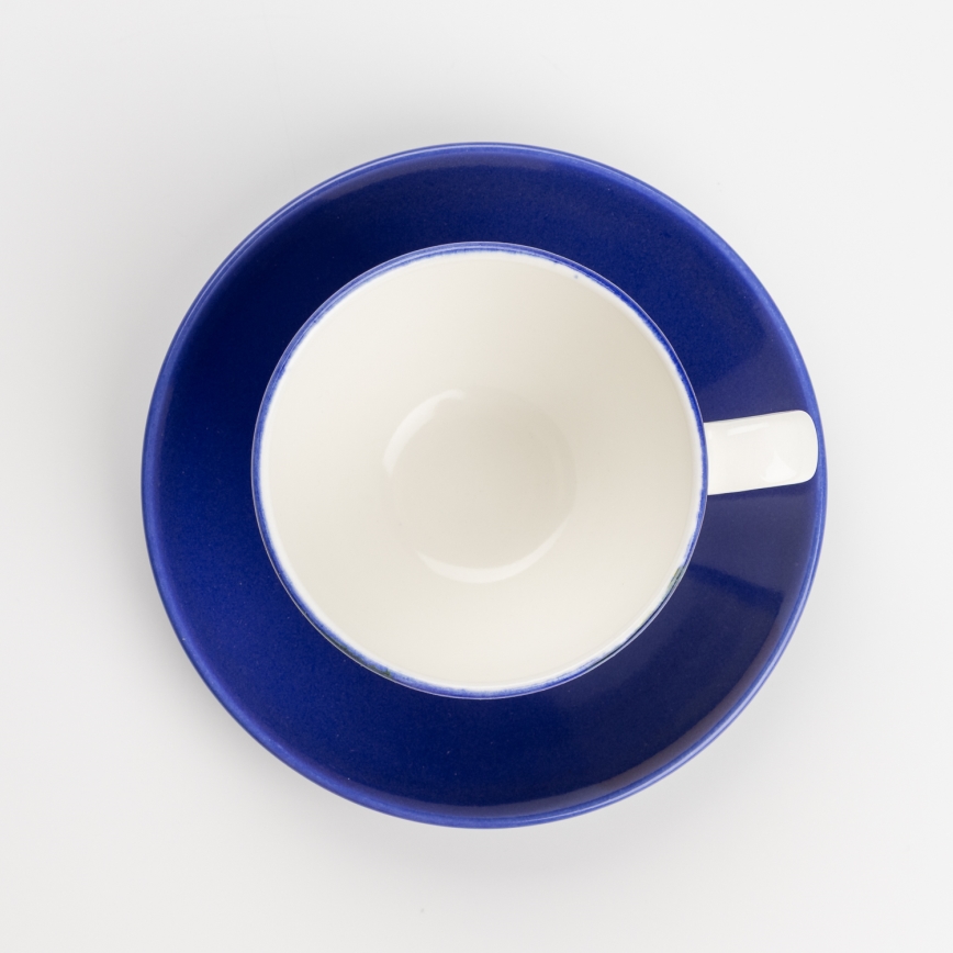 Conjunto de café 6x chávenas de cerâmica Tereza com um pires branco azul amarelo