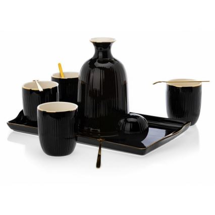 Conjunto de copos cerâmicos com jarra e bandeja KENDI preta