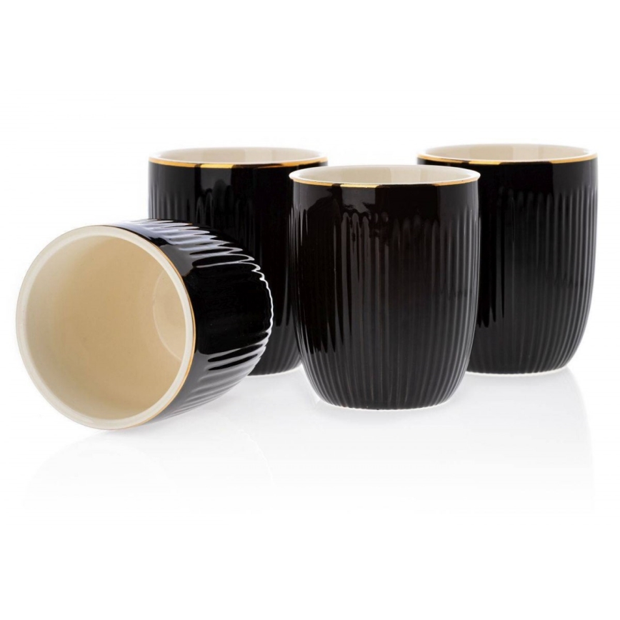 Conjunto de copos cerâmicos com jarra e bandeja KENDI preta