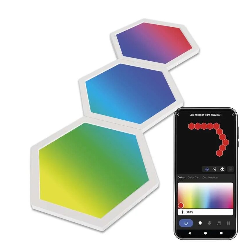 CONJUNTO 3x LED RGBIC+CCT Painel com regulação - extensão 3xLED/1,8W/230V Wi-Fi Tuya