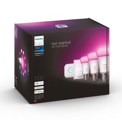 Conjunto de iniciação Philips Hue WHITE AND COLOR AMBIANCE  3xE27/9W 2000-6500K + dispositivo de interligação
