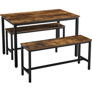 Conjunto de mesa de bar com 2 bancos TREVOR castanho/preto