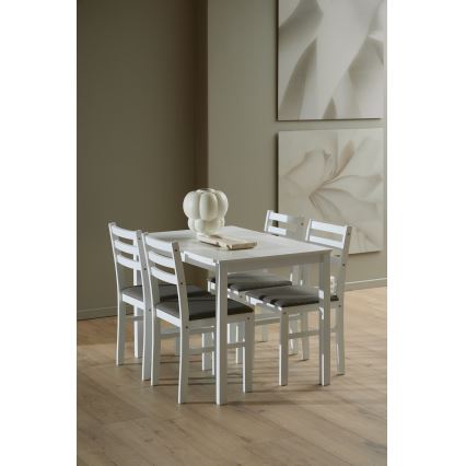 Conjunto de mesa de jantar e 4 cadeiras EMILY branco