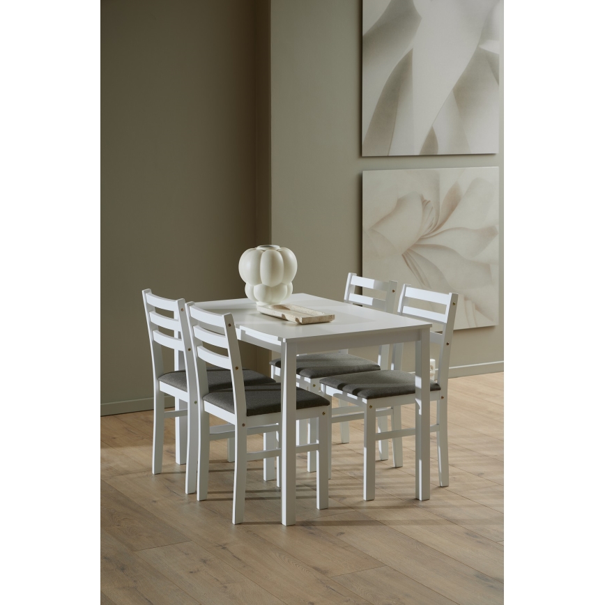 Conjunto de mesa de jantar e 4 cadeiras EMILY branco