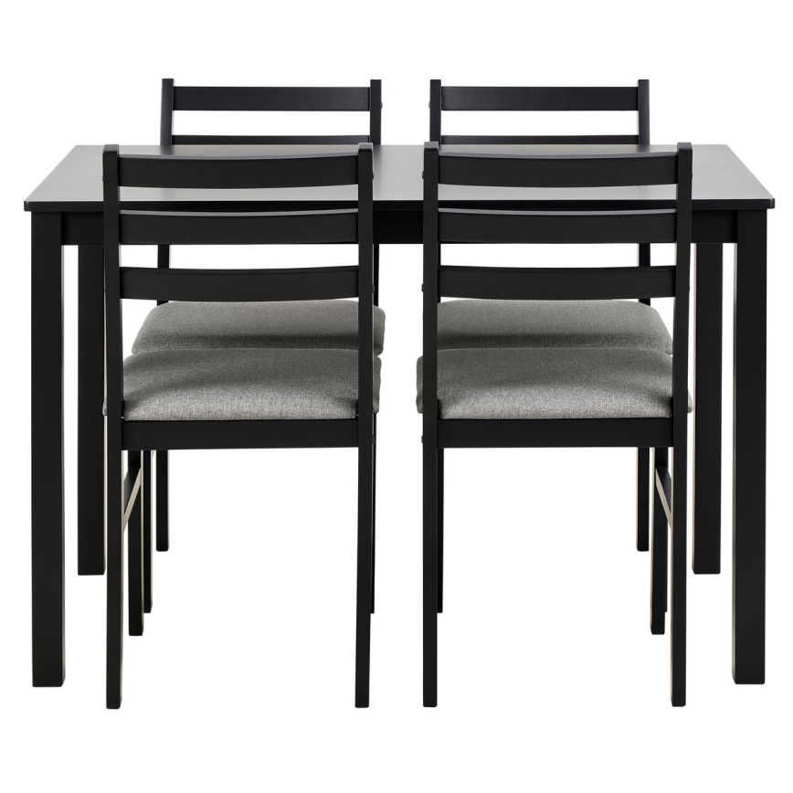 Conjunto de mesa de jantar e 4 cadeiras EMILY preto