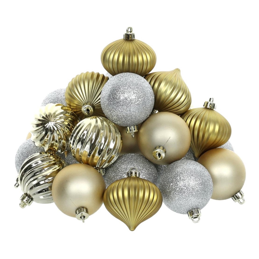 Conjunto de ornamentos de Natal 30 pcs dourados/prateados