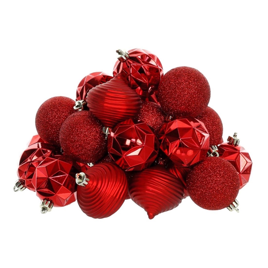 Conjunto de ornamentos de Natal 30 pcs vermelho