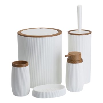 Conjunto para casa de banho ALISON 5 unid. branco/castanho