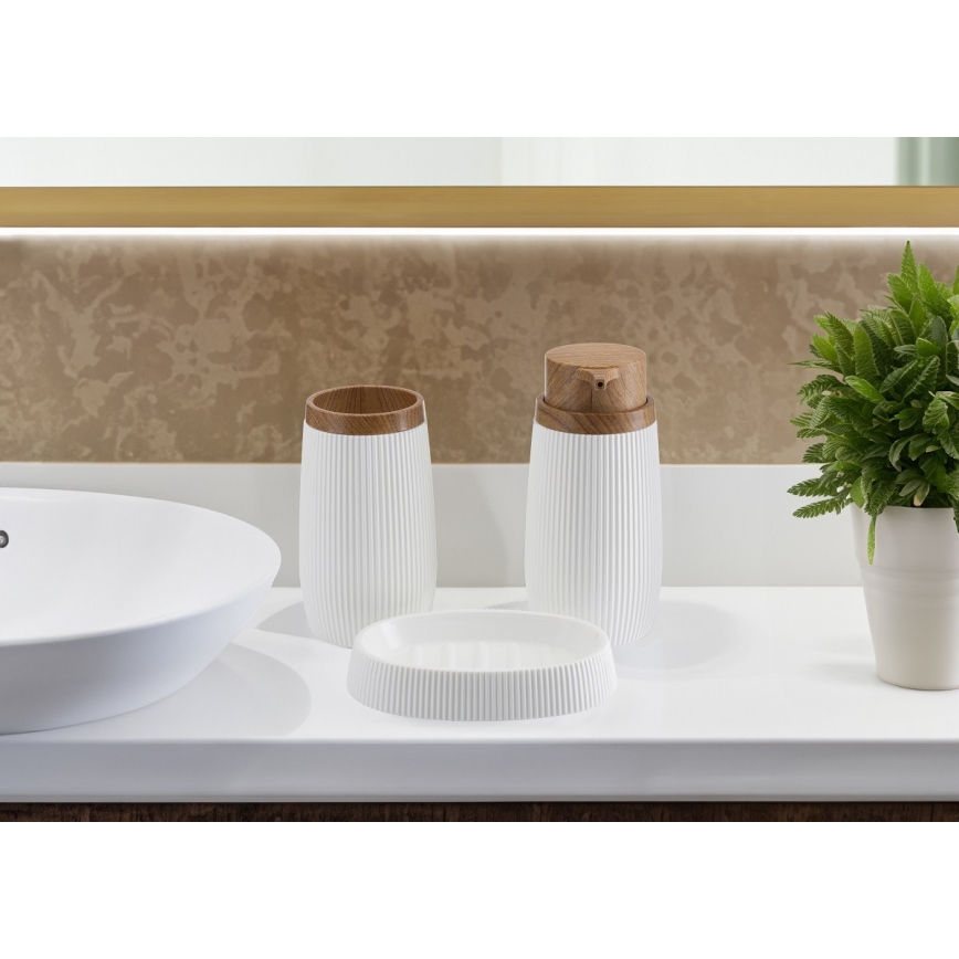 Conjunto para casa de banho ALISON 5 unid. branco/castanho