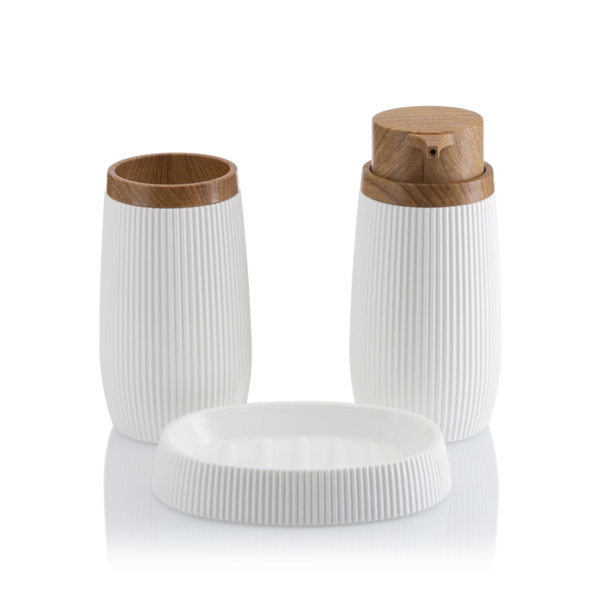 Conjunto para casa de banho ALISON 5 unid. branco/castanho
