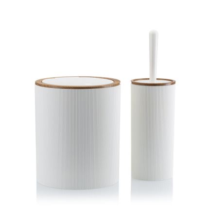 Conjunto para casa de banho ALISON 5 unid. branco/castanho