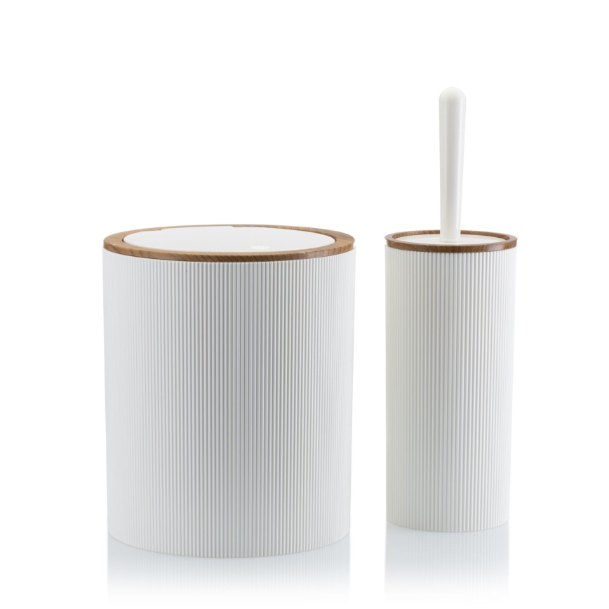 Conjunto para casa de banho ALISON 5 unid. branco/castanho