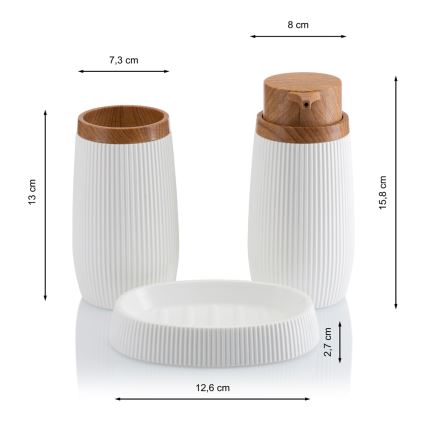 Conjunto para casa de banho ALISON 5 unid. branco/castanho