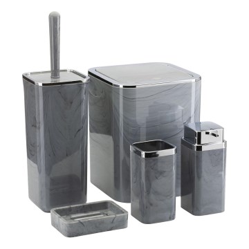Conjunto para casa de banho GRIS 5 unid. cinzento/cromado brilhante