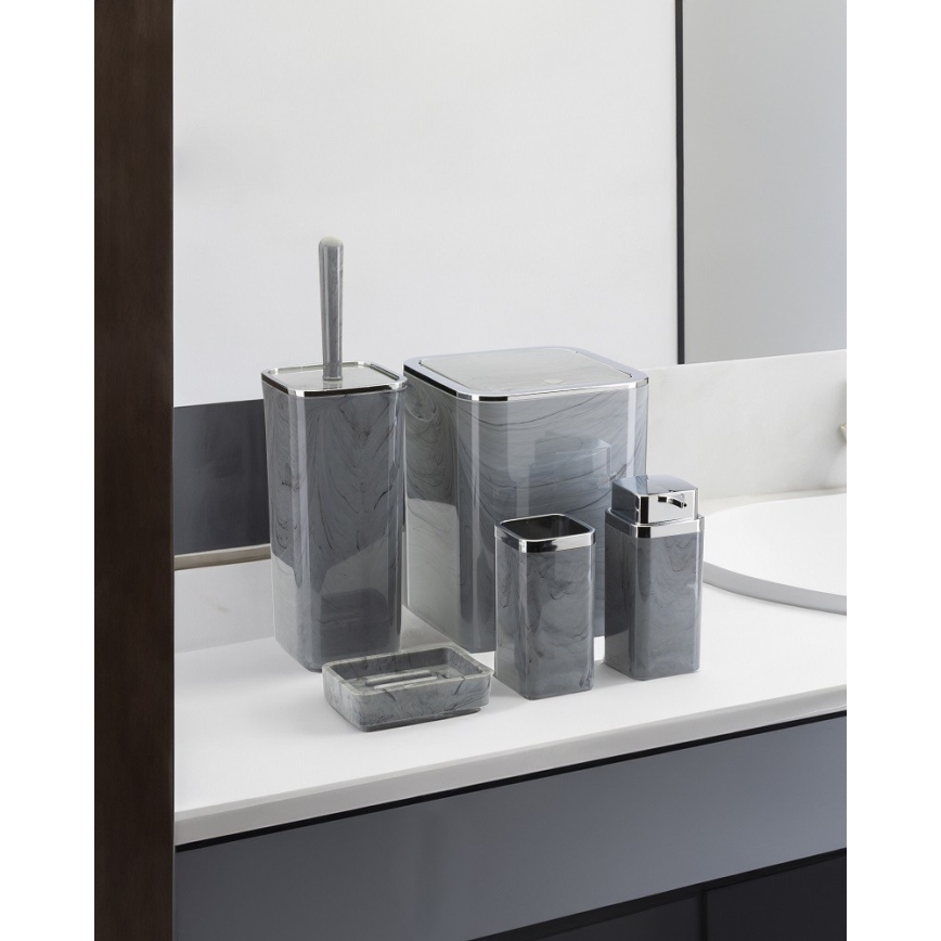 Conjunto para casa de banho GRIS 5 unid. cinzento/cromado brilhante