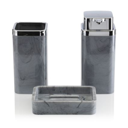 Conjunto para casa de banho GRIS 5 unid. cinzento/cromado brilhante