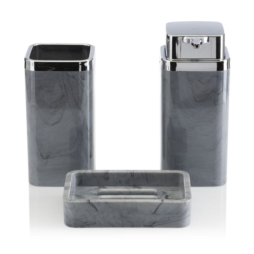 Conjunto para casa de banho GRIS 5 unid. cinzento/cromado brilhante
