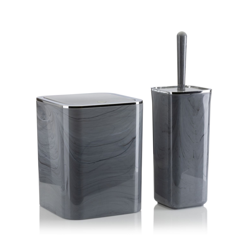 Conjunto para casa de banho GRIS 5 unid. cinzento/cromado brilhante