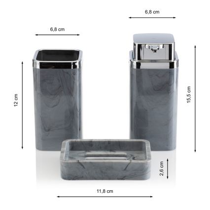 Conjunto para casa de banho GRIS 5 unid. cinzento/cromado brilhante