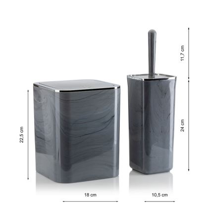 Conjunto para casa de banho GRIS 5 unid. cinzento/cromado brilhante