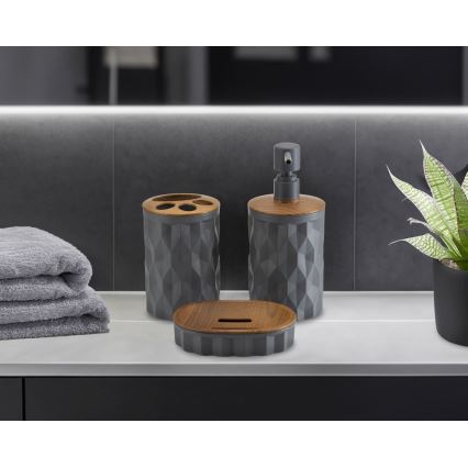 Conjunto para casa de banho REINA 5 unid. antracite/castanho