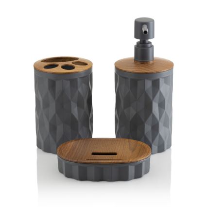 Conjunto para casa de banho REINA 5 unid. antracite/castanho