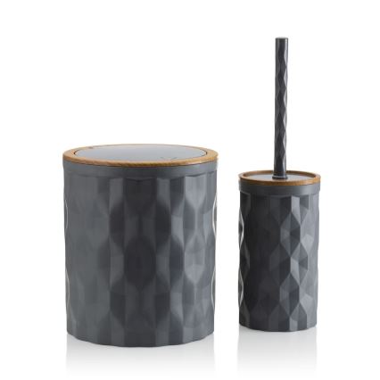 Conjunto para casa de banho REINA 5 unid. antracite/castanho