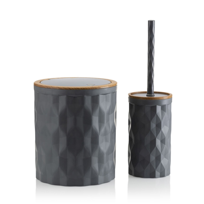 Conjunto para casa de banho REINA 5 unid. antracite/castanho