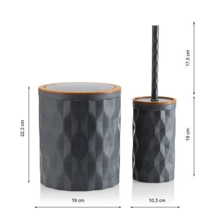 Conjunto para casa de banho REINA 5 unid. antracite/castanho