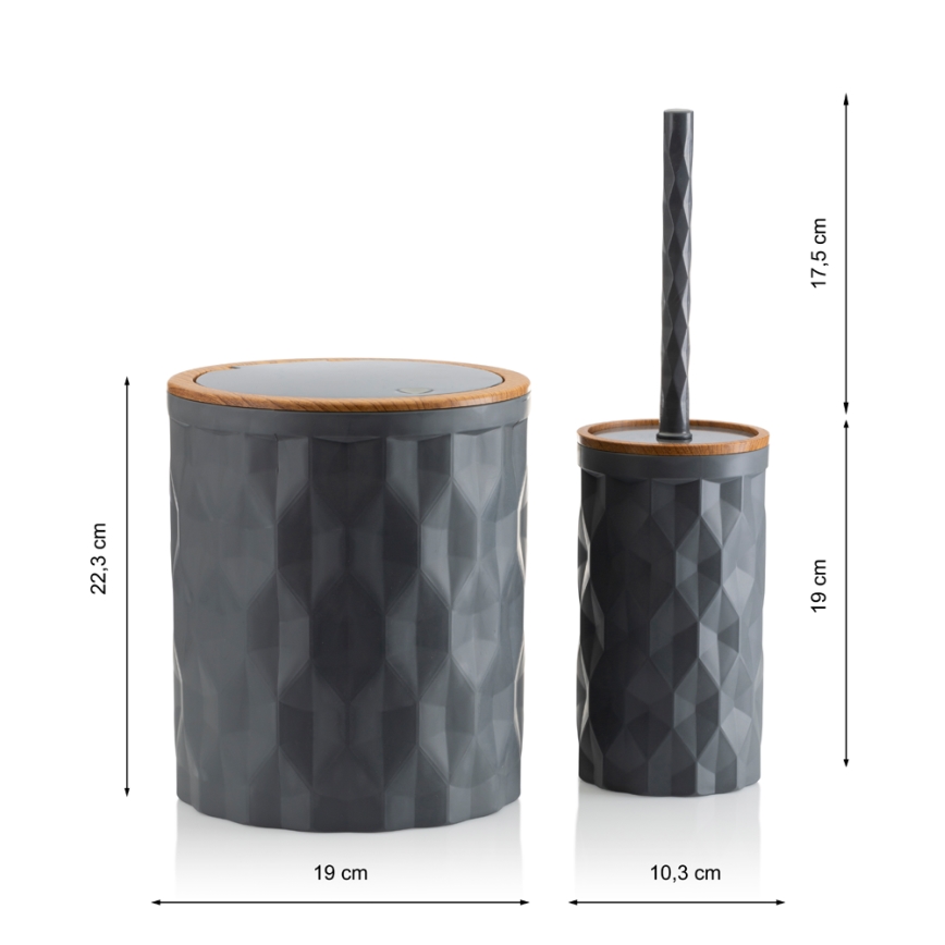 Conjunto para casa de banho REINA 5 unid. antracite/castanho